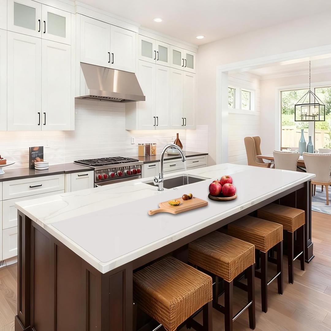 72''x16'' Extra Large Silicone Mat for Kitchen Counter, Heat Resistant Countertop Protector, Non-Slip Waterproof Kitchen Island Mat, Easy to Clean, Semitransparent (Translucent)