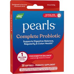 Nature's Way Pearls Complete Probiotic, Supports Digestive Balance*, 1 Billion Live Cultures, Supplement for Men and Women, No Refrigeration Required, 30 softgels (Packaging May Vary) (EXP 03/31/27)