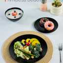 10.5 inch Dinner Plate Set of 6, Round Opal Glass Black Geometric Faceted Dinnerware Plates, Dishwasher and Microwave Safe