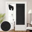 HOMEIDEAS 100% Linen Blackout French Door Curtains, Privacy Door Window Curtains, 26 X 68 Inch Room Darkening Blinds, Thermal Insulated Shades for Bedroom, 1 Panel, Black