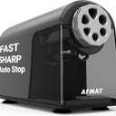 AFMAT PSX2 Electric Pencil Sharpener for Classroom, 6 Holes, Heavy Duty Pencil Sharpener for 6-11mm Pencils, Auto Stop, Save Pencils, School Teacher Must Have Pencil Sharpeners Plug in, Gray