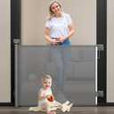 Babepai Baby Gate for Stairs No Drill, Punch Free Retractable Baby Gates Extends to 54" Wide 34" Tall, Reractable Dog Gate for Doorways, Stair Gate for Outdoor, Indoor, Hallways, Deck, Porch (34" Tall x 54" Wide-No Drilling, A-grey)