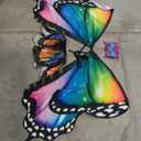 Double-Sided Fairy Butterfly Wings Costume for Girls with Rainbow Tutu, 3Pcs Princess Dress Up Clothes Halloween Gifts for 3+