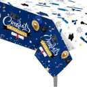 3 Pcs Graduation Pattern Tablecloth, Graduation Tablecovers Congrats Grad Rectangle Disposable Plastic Tablecloth for Kitchen Dining Picnic Tabletop Decoration, 54 x 87 Inch