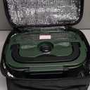 TRAVELISIMO Electric Lunch Box for Adults 80W Heated Lunch Box For Men 1.5L Stainless Steel Portable Food Warmer, 12/24/110V Electric Food Warmers for Travel & Work, Loncheras Para Hombres de Trabajo (Dark Green)