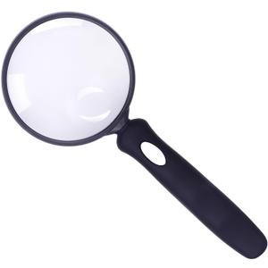 3 x Lakei Magnifying Glass 10X Handheld Reading Magnifying Glass, 75mm Shatter Resistant Lens, Non-Slip Rubber Handle, Suitable for Elderly Reading, Natural Exploration and Science Hobby(Black)
