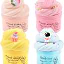 4 Pack Cloud Slime Kit, Soft and Non-Sticky, Girls and Boys DIY Stress Relief Toy, for Kids Party Favor, Birthday Gift