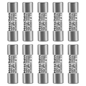 Solar DC1000V PV Fuse, Photovoltaic Fuses, gPV Type Fuse Link, HSPV-30, 10 * 38mm, 15A 1000VDC, I1 33kA, for Solar PV System Protection, 10PCS