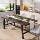 GarveeHome Industrial Dining Table for 6-8 People, 70.87" Long Kitchen Table with Sturdy Metal Frame, Rectangular Counter for Dinner, Kitchen, Dining Room (Rustic Birch, 71" Non-extendable)