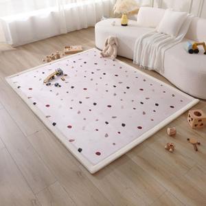Hakuna Matte CloudSoft Baby Play Mat for Floor 60" x 80" Confetti Coral Velvet Memory Foam Rug for Crawling & Cozy Play Non-Slip, Water-Resistant, Easy-CareTummy Time Mat, Playmat for Playpen