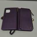 Defencase for iPhone 13 Magnetic Wallet Case Compatible with Magsafe with RFID Blocking Zipper & Card Holder for Women Men, PU Leather Strap Detachable Phone Case for iPhone 13 (6.1 inches), Purple