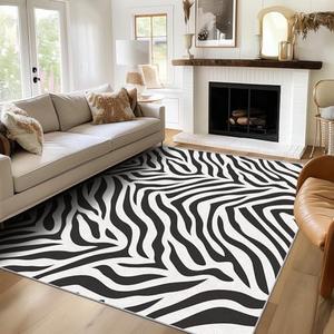 Zebra Print Rug 2x3 Throw - Black and White Zebra Striped Area Rug for Entryway, Bedroom, Home Decor - Animal Print Indoor Door Mat - Washable & Non Slip Lo129