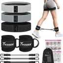 WOQQW Resistance Bands Set - Ankle Resistance Bands with Cuffs for Legs & Glute Workout, Fabric Booty Bands for Women, Home Gym Exercise Equipment for Hip, Pilates, Fitness, Yoga, Physical Therapy (Black)