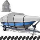 1600D + 1200D Boat Cover with 2" Wide Loops for Trailering and Mooring - Ultra Durable Waterproof Fits 17-19ft Tri-Hull, V-Hull, Runabout, Fish & Ski Boat, Bass Boat, with Storage Bag