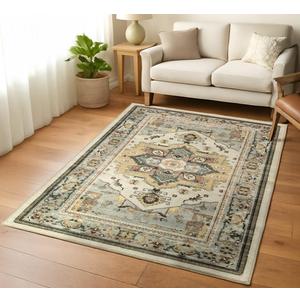 Muddy Mat® Floral Multicolor 5x7 Boho Area Rug – Washable Area Rugs for Living Room, Bedroom & Dining Room – Modern Soft Low Pile Non Slip Carpet – Pet Friendly Waterproof Foldable Rugs for Home