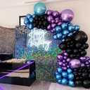 Black Purple Blue Balloons Arch Kit,114pcs Galaxy Balloon Garland Kit with Metallic Balloons for Birthday Graduation Baby Shower Video Game Party Outer Space Party Decorations
