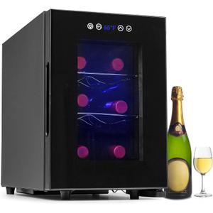 Iceblue Wine Fridge, Digital Temperature Control White & Red Wine 6 Bottle Wine Cooler with Wine Rack, Champagne Wine Cooler Refrigerator for Bar, Home, Kitchen, Gift - Black