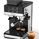 GrindPro 20Bar Espresso Machine with Built-In Grinder & Milk Frother, Professional Compact Stainless Steel Coffee Maker for Espresso, Latte & Cappuccino, Easy Clean, Perfect for Home Use