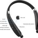 Foldable Bluetooth Headset, Beartwo Lightweight Retractable Bluetooth Headphones for Sports&Exercise, Noise Cancelling Stereo Neckband Wireless Headset (with Carry Case)