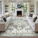 zesthome 8x10 Area Rugs-Washable Rug for Living Room, Non-Slip Backing Rugs, Stain Resistant 8x10 Rug for Bedroom, Ultra-Thin Low Pile Rugs, Vintage Large Home Decor (Grey/Beige)