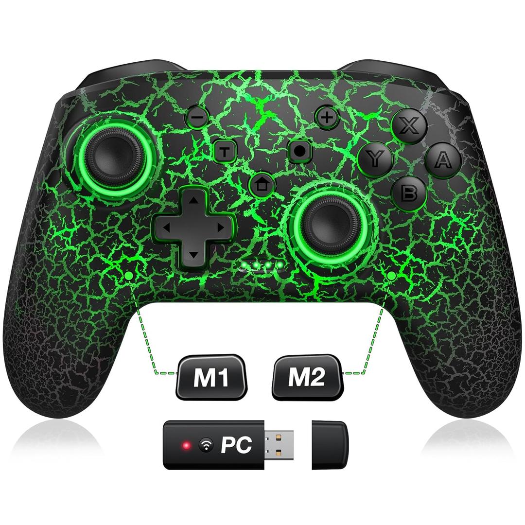 Programmable Switch Controller with Wireless USB Receiver for Nintendo Switch/Lite/OLED, Wireless Switch Controllers with a Mouse Touch Feeling for PC/Android/iOS, RGB Switch Pro Controller with Turbo, Wake-up [macintosh]