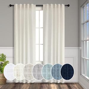 Pitalk Cream Curtains 38 Inch Width for Living Room 2 Panel Back Tab Rod Pocket Natural Linen Light Filter Semi Sheer Long Skinny Curtain for Windows Door Bedroom Farmhouse Decor Ivory Wide 38x84 Long