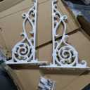 Sungmor Cast Iron Hanging Plant Bracket, 16.5" Large Outdoor Wall Plant Hangers, 2pcs White Heavy Duty Hanging Basket Hooks, Decorative Hooks for Flower Pot, Lantern, Wind Chime, Hummingbird Feeder