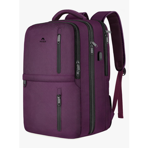 MATEIN Large 45L Travel Backpack for Women, Airline Approved Carry on Backpack with USB Port & Shoe Compartment, Water Resistant Luggage College Overnight Weekender Travel Bag Fit 18" Laptop, Purple