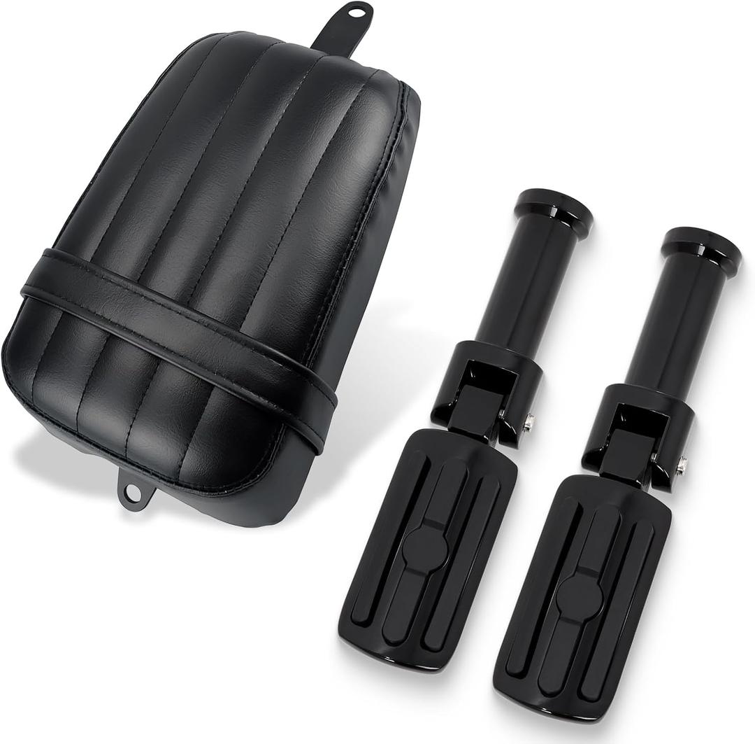 Rear Passenger Pillion Seat with Passenger Footpeg Kit fits for Harley Softail 2018-2025 Street Bob FXBB 18-later FXBB, FXST and '21-later FXBBS models