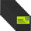 12 Pack Sweat Absorbing Handkerchiefs,Microfiber Sweat Rags Towels for Men & Women,Small Sweat Cloth for Hand,Hankies (10" x 10", Classic Black)