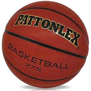 PATTONLEX Kids Basketball 27.5 Youth Size 5 Leather Indoor Outdoor Basketballs for Juniors Boys Girls with Pump(PU-Brown)