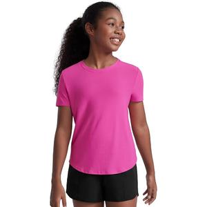 CRZ YOGA Girls Cloudweight Short Sleeve Athletic T Shirts - Active Sports Casual Tees Crew Neck Side Slit Kids Teen (Medium)
