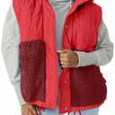 Imily Bela Womens Winter Sherpa Fleece Vest Stand Collar Button Down Sleeveless Jacket Casual Hooded Coat Outerwear XL