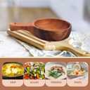 Angoily Wooden Noodle Bowl with Handle Multi-Functional Salad Mixing Bowl for Soup Fruits Cereal and Snacks Compact 1.77 Inch Size for Kitchen and Dining Use