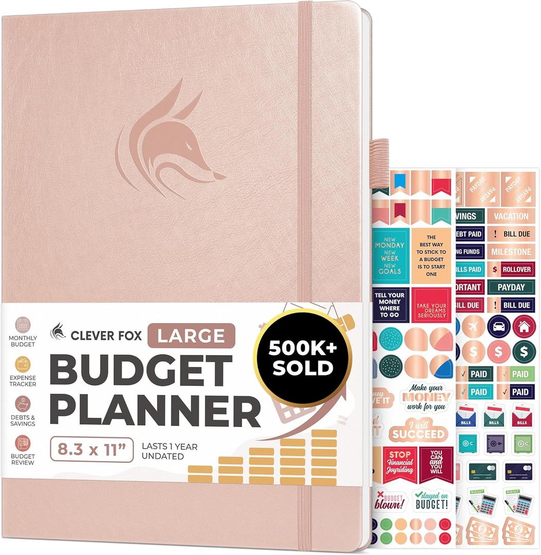 Clever Fox Budget Planner Large  Expense Tracker Notebook. Monthly Budgeting & Bill Organizer, Finance Logbook & Accounts Book, A4 (Rose Gold) (A4 (8.3" x 11"))
