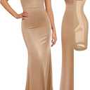 Popilush Women's Elegant Maxi Dress - Sleeveless Formal Cocktail Party Shapewear Dresses with Built-in Bra (Large, Champagne)