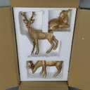 DN DECONATION Reindeer Christmas Decoration Figurines  Vintage Gold Christmas Deer Statue with Faux Fur Texture  Resin Reindeer Christmas Decor for Table Centerpieces, Mantle & Indoor Decor - 3pcs (Set of 3)