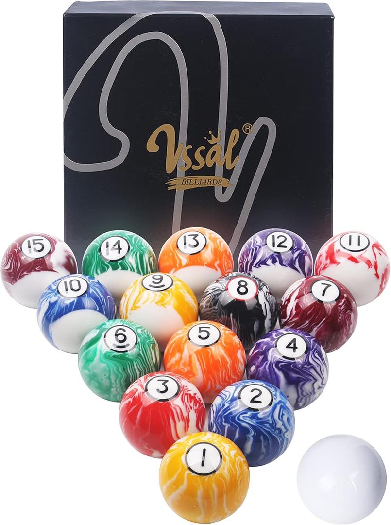 Billiard Balls Set Pool Table Balls Marble-Swirl & Classic Style 16 Ball Set
