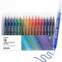 Jumbo Glitter Gel Ink Pen Set Of 18, Metallic Vibrant Sparkle Gel Pens for Coloring, Sparkle Markers, Glitter Pens for Adults (18 Colors Jumbo Gel Pens)