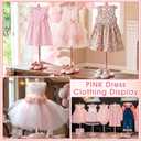 Bucherry 1 Pack Baby Clothes Display Stand Wooden Baby Shower Centerpiece Adjustable Height Circle Shaped Dress Hanger Doll Dress Outfit Stand Rack Hand Assembled Hangers Display Set (Pink Color)