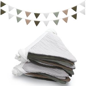 Oudain 2 Pcs Pennant Banner Flags Nursery Garland Triangle Bunting Flags Playroom Wall Decor Banner for Nursery Baby Shower Birthday Boho Wedding Party Event, Each 7.75 ft(Deep Color)