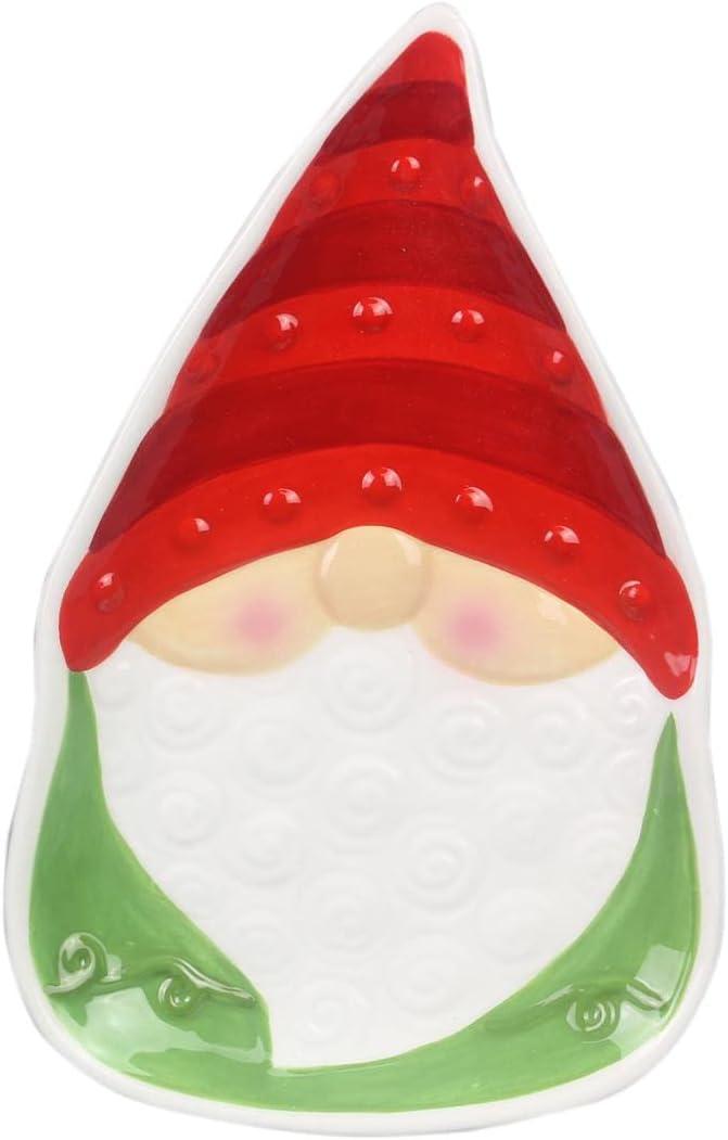 Young's Inc. Spoon Rest for Stove Top and Kitchen Counter - Ceramic Spoon Holder - Durable and Easy-to-Clean - Can Hold Ladles, Spatulas, Tea Bags, and More - Stylish Gnome Design - 9.2x4.53x0.45