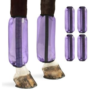 Fly Boots for Horses, Non-Slip Breathable Horse Fly Boots,Comfy Mesh Horse Fly Leggings (Purple)