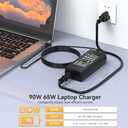 90W Laptop Charger Compatible with HP Pavilion X360 11 13 14 15 17; Envy 13 15 17 M6 M7 X360, Stream 11 13 14 AC Adapter; Spectre X360 13 15, Elitebook Power Supply Cord (Smart Blue Tip)