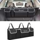 Car Trunk Organizer and Storage, Backseat Hanging Organizer for SUV, Truck, MPV, Waterproof, Collapsible Cargo Storage Bag with 4 Pockets, Car Interior Accessories (Black)