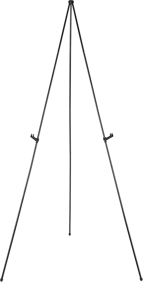 Amazon Basics Easel Display Stand, Instant Floor Poster, Lightweight, Collapsible and Portable with Tripod Base, Black Steel (supports 5 pounds)