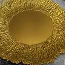 Showgeous Round Charger Plates 50 Pack 13” Gold Plastic Reef Rim