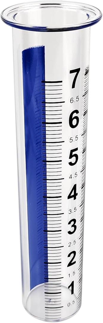 2 Pcs 7-Inch Capacity Plastic Rain Gauge Tube, Outdoor Water Gauge for Yard & Garden, Accurate Weather Measurement Tool with Easy-Read Markings, Durable & Lightweight(Blue Strip)