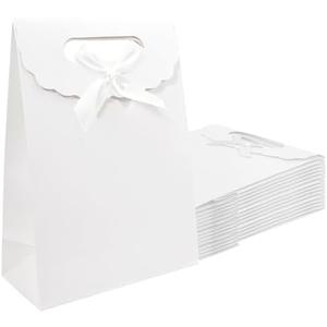 Patdefie Gift Bags With Handles Small Size 7×4×10 Inch 12pcs Medium Size for Birthday, Party, Favor, Wedding, Anniversary (White)