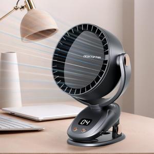 Small Desk Fan, 4-in-1 Portable Fan for Bedroom, 6 Speeds, 100 Vertical Tilt & 180 Rotation, Clip Table Fans with Type-C Rechargeable for Stroller, Home, Kitchen, Camping,Travel, Office, Outdoor